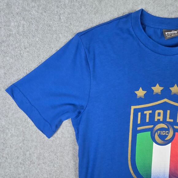 Puma FIGC Italia Badge T Shirt Mens Size Medium Blue Short Sleeve - Picture 4 of 16